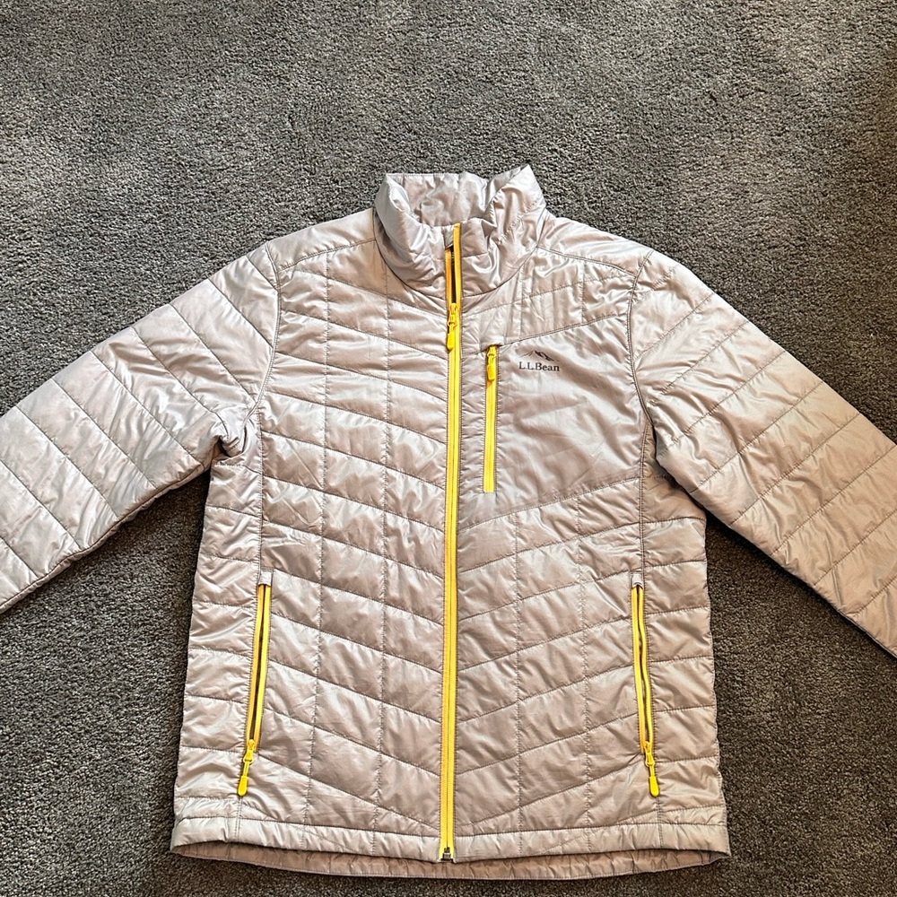 L.L. Bean Light Puffer Jacket with Yellow Accents